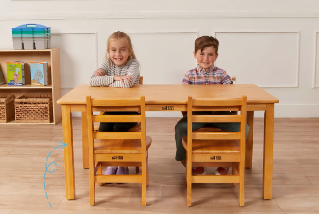 ecr4kids rectangular hardwood table with chairs