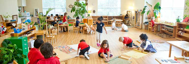 montessori classroom with natural elements