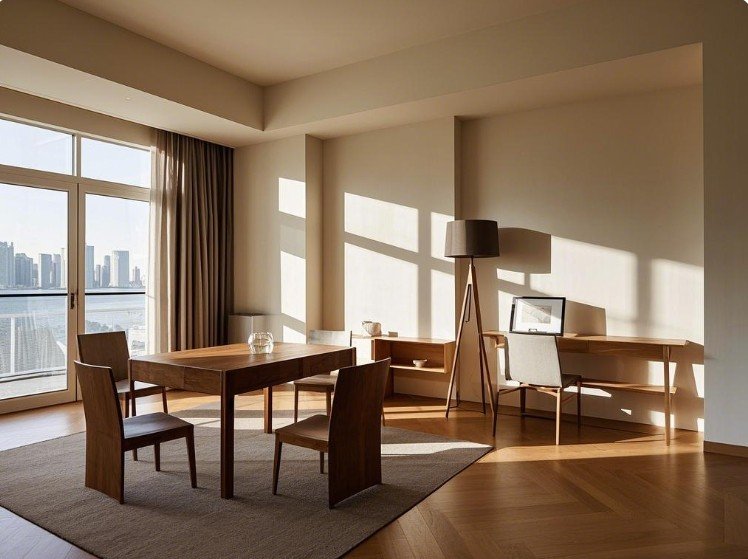 wooden modern furniture in living room